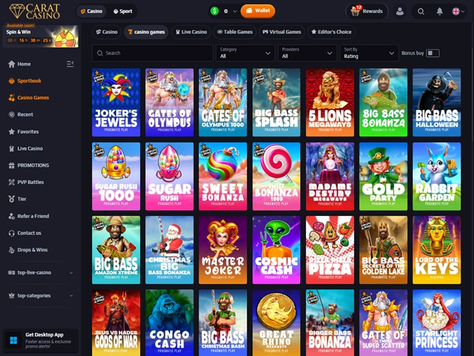 CaratCasino screenshot 2