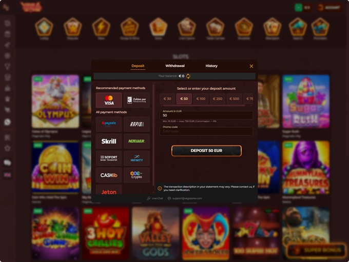VegaZone Casino screenshot 3