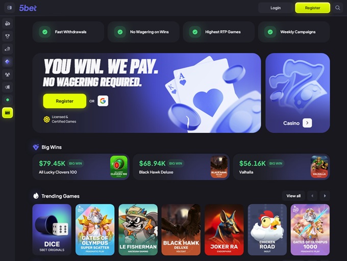 5Bet Casino screenshot 1