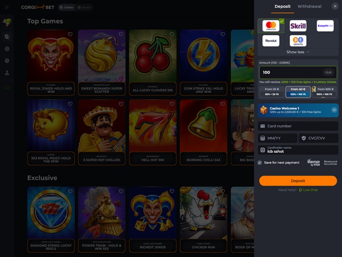 Corgibet Casino screenshot 3