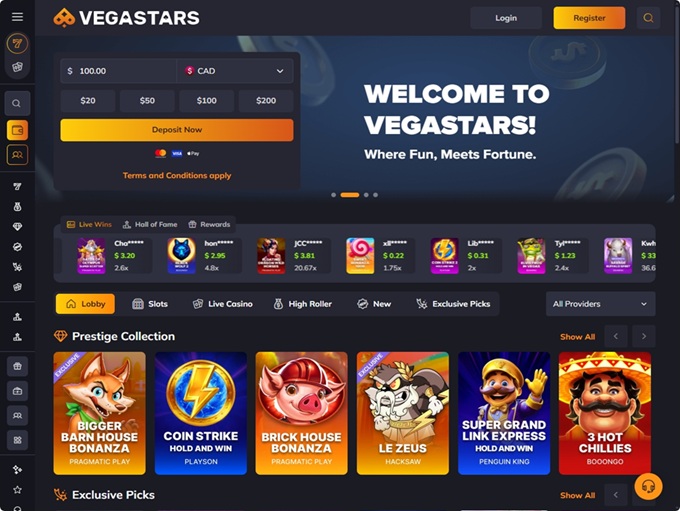 Vegastars Casino lobby