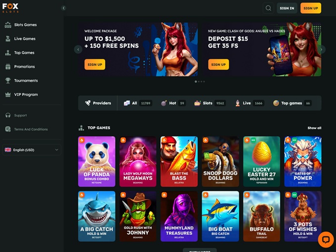 FoxSlots Casino lobby