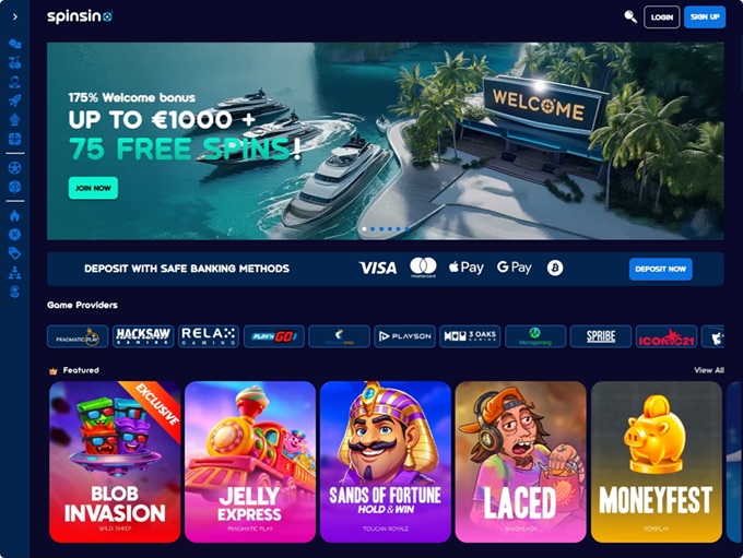 Spinsino Casino lobby
