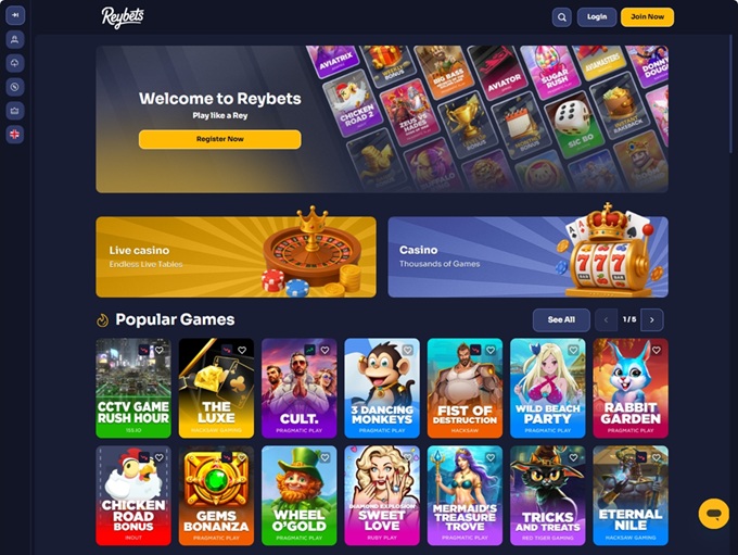 Reybets Casino lobby