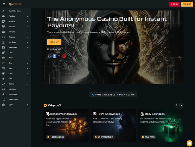 AnonCasino lobby