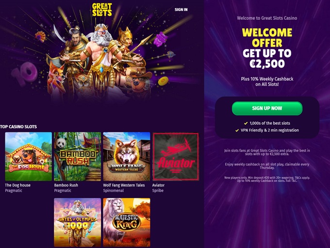 Great Slots Casino lobby
