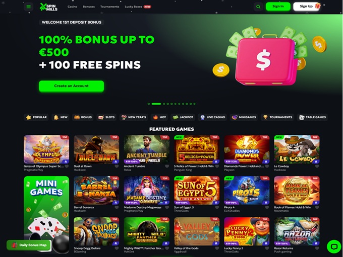 Spinmills Casino lobby