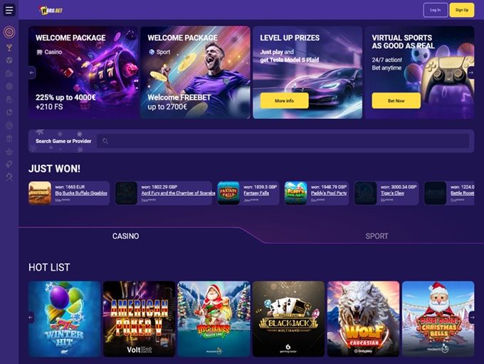 VibroBet Casino lobby
