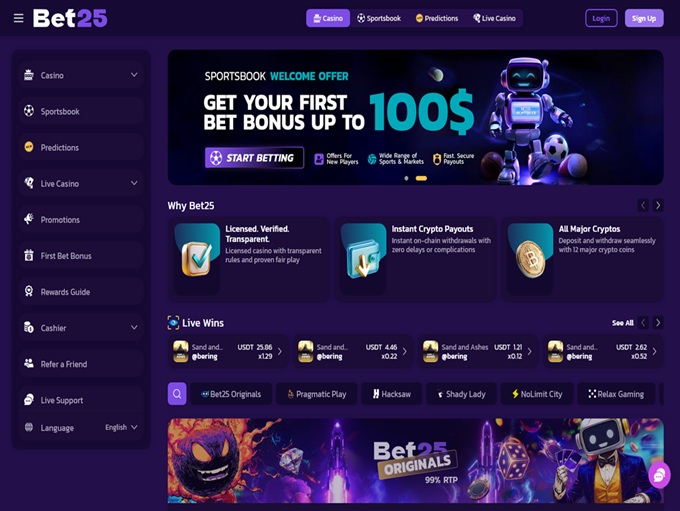 Bet25 screenshot 1