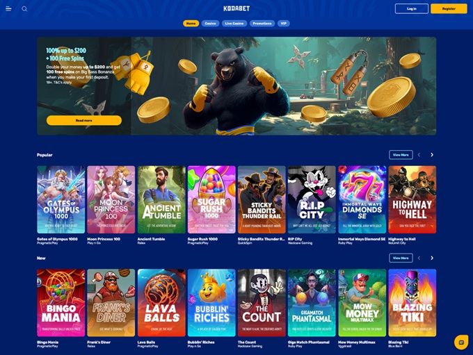 KodaBet Casino lobby