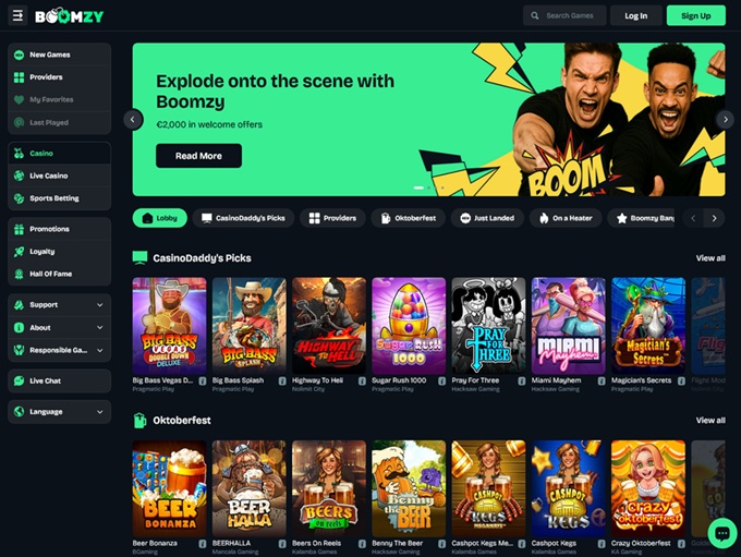 Boomzy Casino lobby