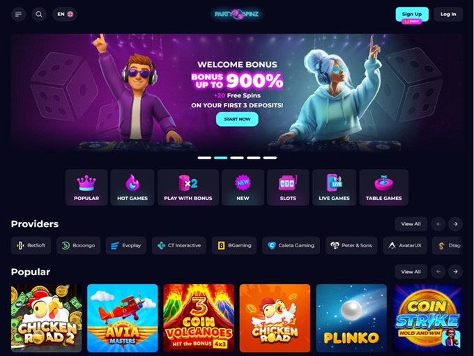 PartySpinz lobby
