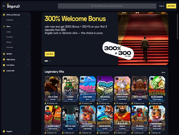 BitGuruz Casino lobby