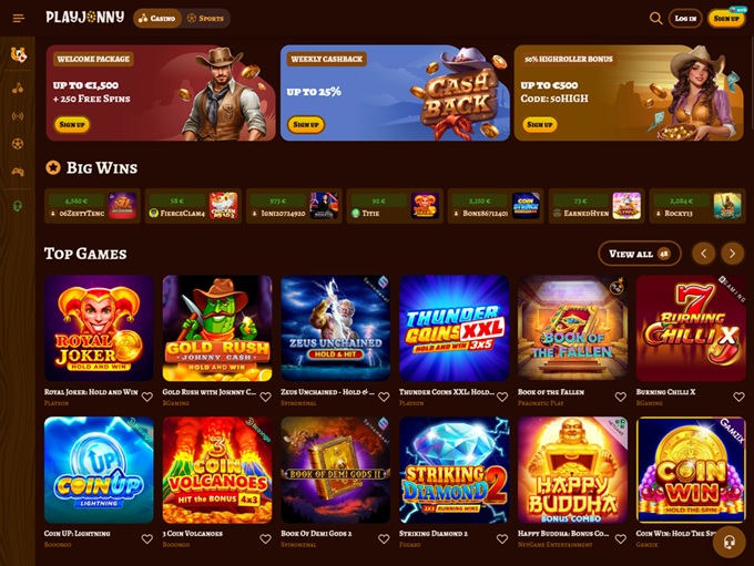 PlayJonny Casino lobby