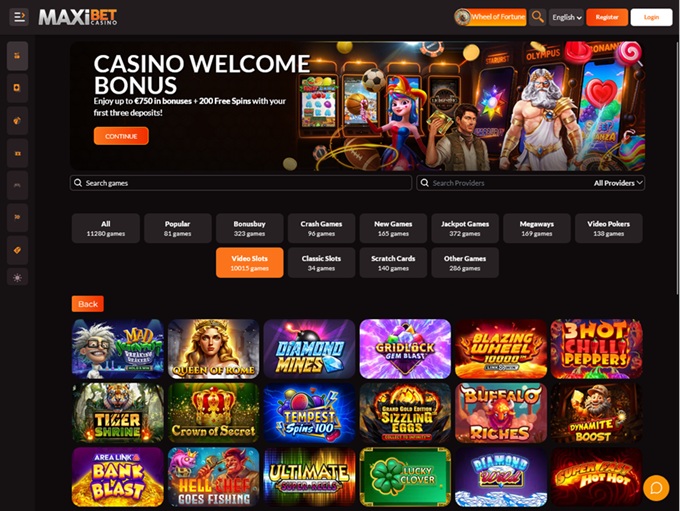 MAXiBET Casino lobby