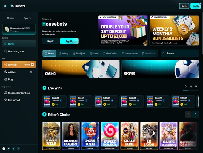 Housebets Casino screenshot 1