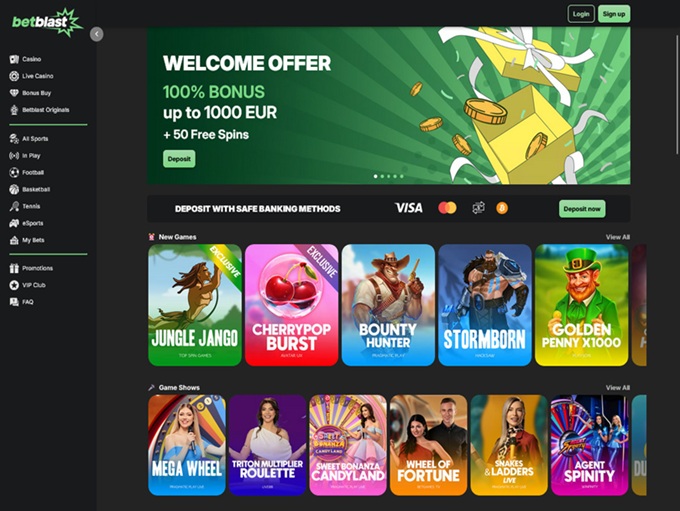 Betblast Casino lobby