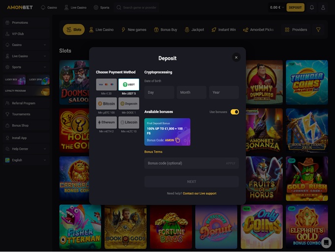 Amonbet Casino screenshot 3