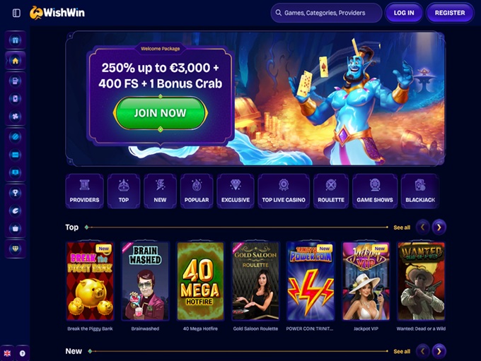 Wishwin Casino lobby