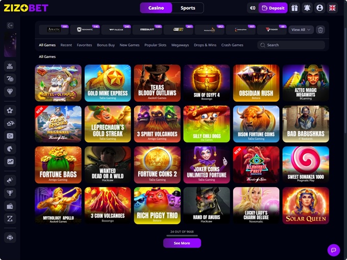 Zizobet Casino screenshot 2