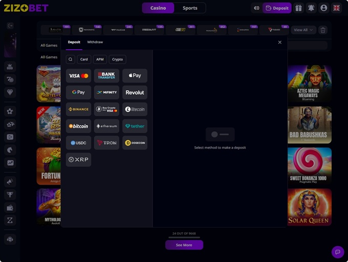 Zizobet Casino screenshot 3