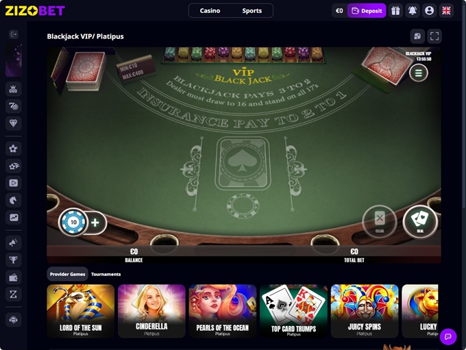 Zizobet Casino screenshot 6