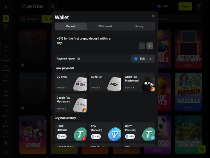 Jetton Casino screenshot 3