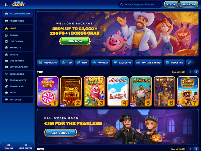 Spins of Glory lobby