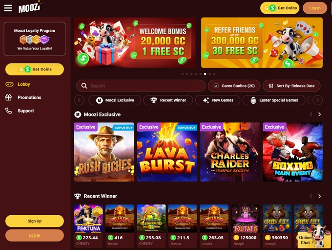 Moozi Casino lobby