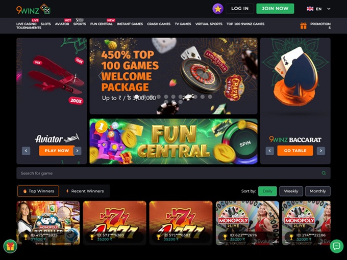 9winz Casino lobby