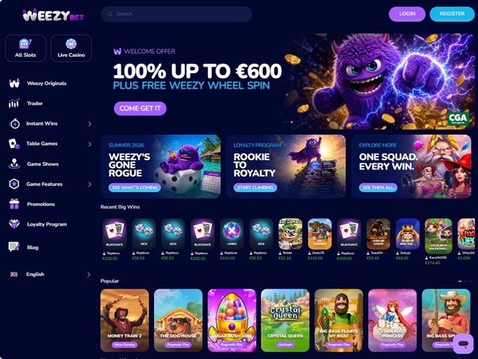 WeezyBet.com lobby