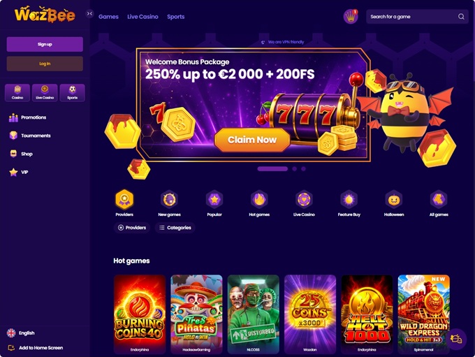 Wazbee Casino lobby