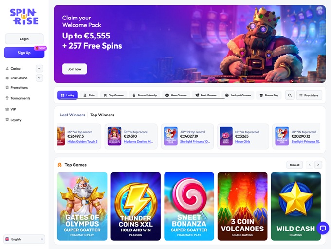Spinrise Casino screenshot 1