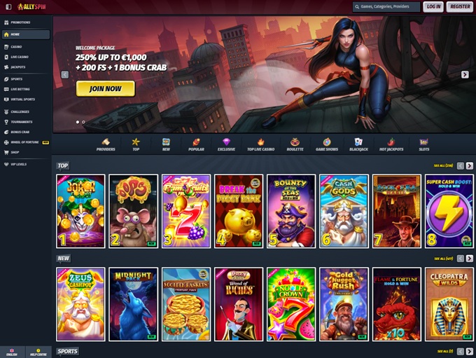 Allyspin Casino lobby