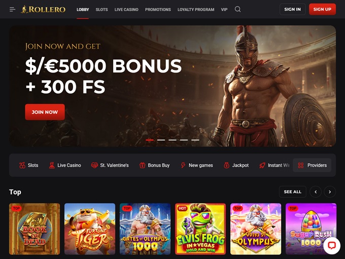 Rollero Casino lobby