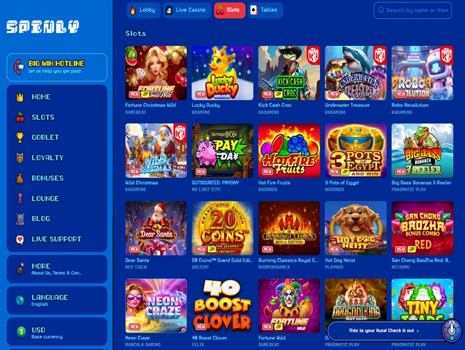 Spinly Casino screenshot 2
