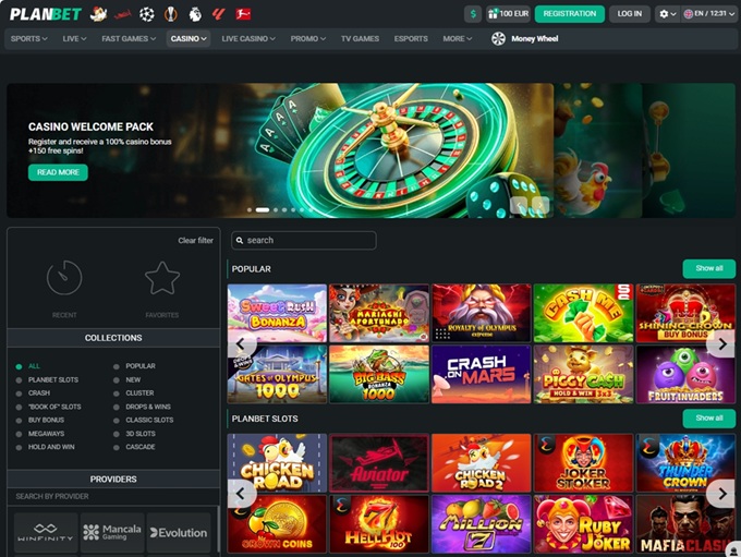 Planbet Casino lobby