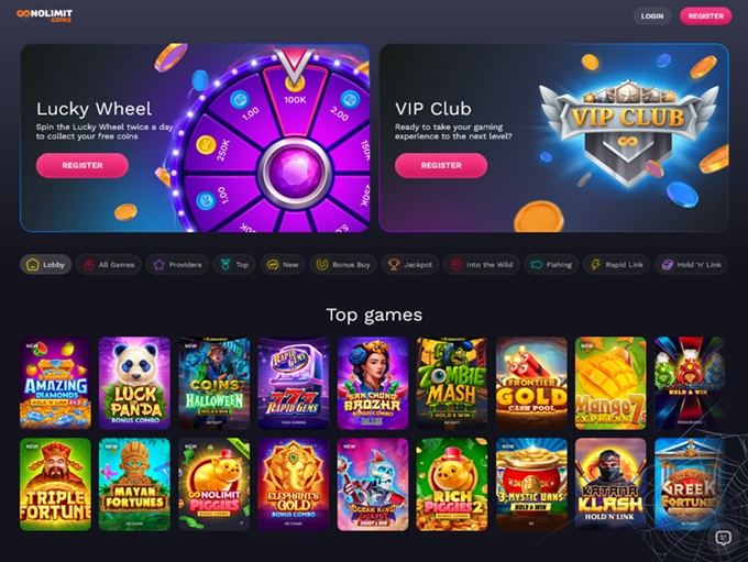 NoLimitCoins Casino lobby