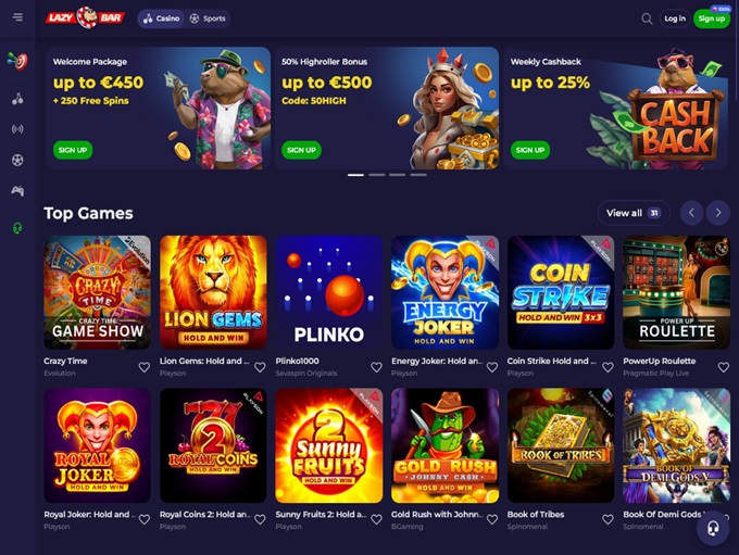 Lazybar Casino lobby