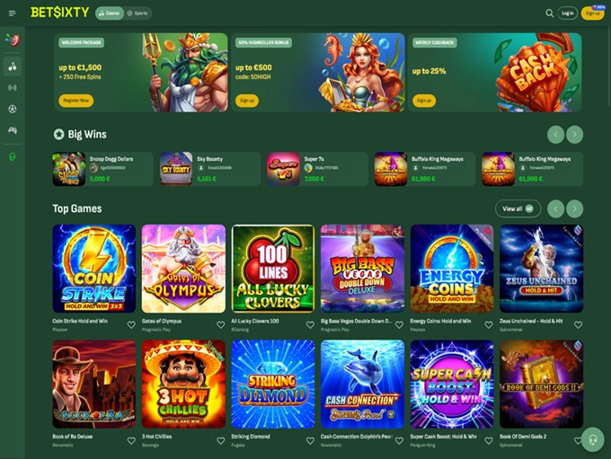Betsixty Casino lobby