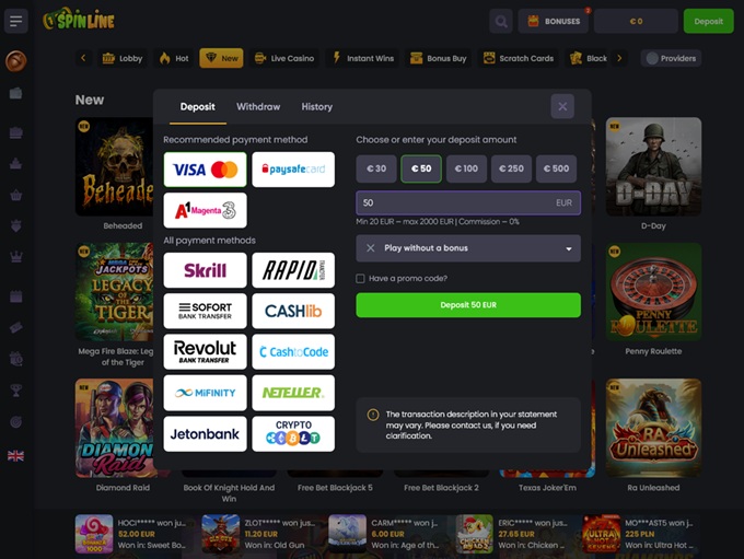 Spinline Casino screenshot 3