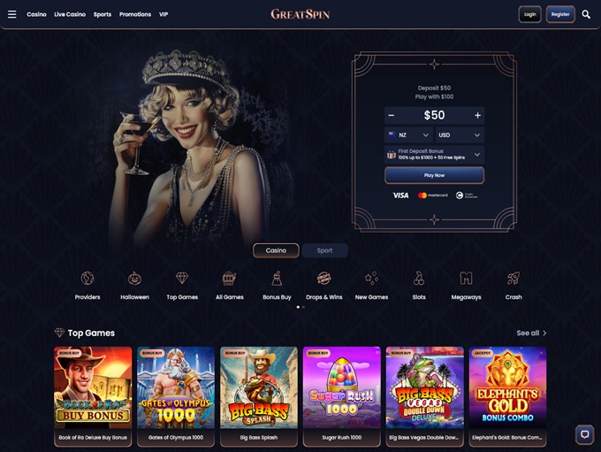 GreatSpin Casino lobby