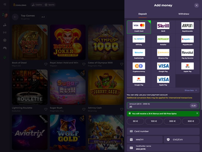 Coolzino Casino screenshot 3