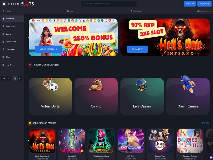 BikiniSlots Casino lobby
