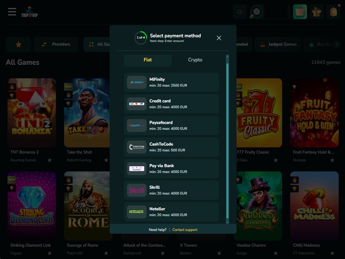 Trip2Vip Casino screenshot 3