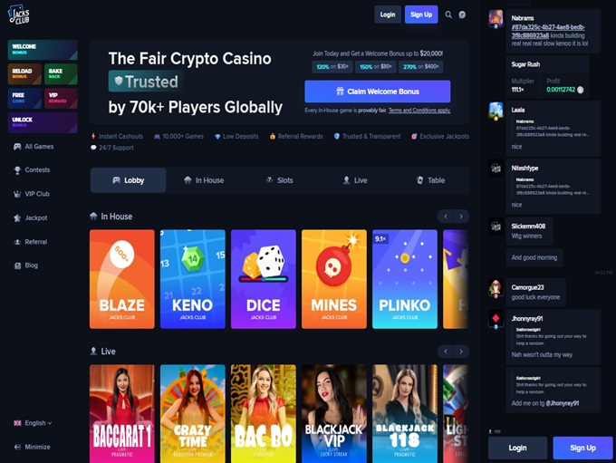 JacksClub Casino lobby