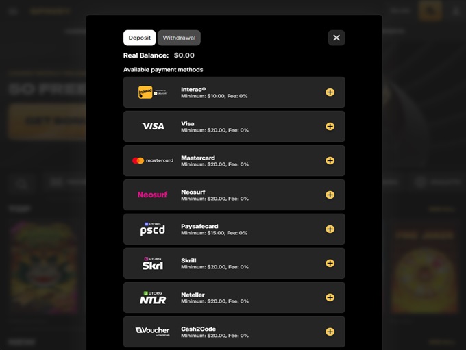 Spinsy Casino screenshot 3