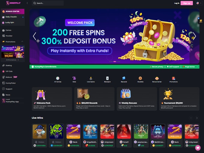 HunnyPlay Casino lobby