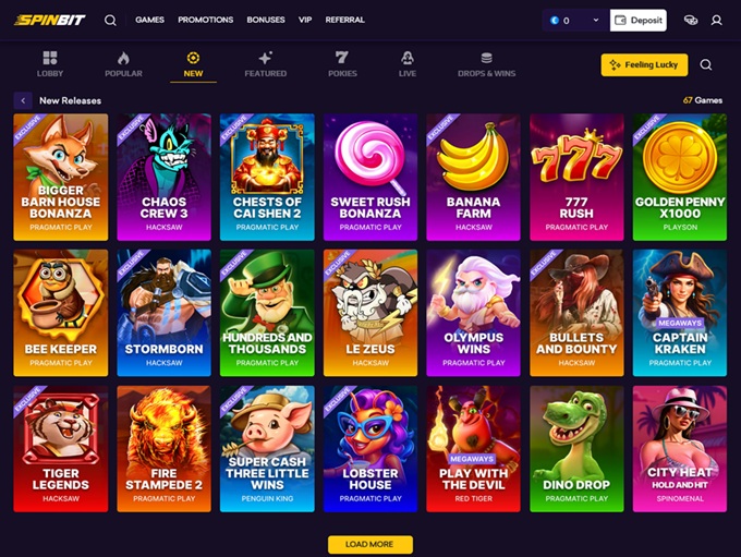 SpinBit Casino screenshot 2