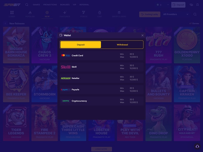 SpinBit Casino screenshot 3